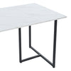 Dining Table 140 cm Rectangular Marble Effect Kitchen Table w/ Black Metal Legs