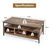 Center Table Industrial 3-Tier Coffee Table Heavy-duty Metal Frame-Coffee