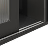 Tall Kitchen Display Cabinet 120x35x167cm with LED Lighting, Glass Doors, Black