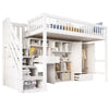 3FT KIDS BED HIGH SLEEPER CABIN LOFT BED WITH DESK, WARDROBE AND STORAGE STAIRS