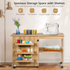 2-In-1 Folding Sewing Table Rolling Craft Table Movable Sewing Desk w/Storage