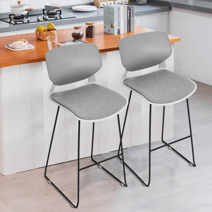 2-Piece Plastic Barstools Padded Kitchen Dining Chairs Home Office Counter Seat