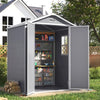 6x4 Plastic Garden Storage Shed Grey Resin Double Door Outdoor Shed With Windows