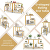 Small Sofa Couch Side Table with Lockable Casters-White