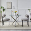 Set of 2 Boucle Dining Chairs with Oversized Seat Round Kitchen Chairs Grey