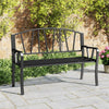 Heavy-Duty Outdoor Seating Park-Style Loveseat w/ Curved Armrests-Black