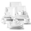 Porcelain Dinner Set 60 Piece Square Plates Bowls Cups Microwave Dishwasher Safe