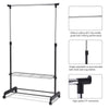 2 in 1 Rolling Garment Rack Height-adjustable Clothes Rack w/ Bottom Shelf