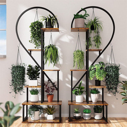 2PCS XL Plant Stand Shelf Outdoor Garden Patio Flower Shelf Basket Hanging Racks