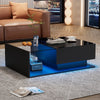 COFFEE TABLE WITH LED LIGHT, HIGH-GLOSS BLACK WITH DRAWER LIVING ROOM FURNITURE