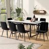 Dining Table with Black Metal Legs Kitchen Table Extendable Marble Effect Top