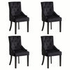 Set of 2 Black Velvet Dining Chairs Tufted High Back for Dining Room Kitchen