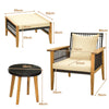 5 Pcs Outdoor Rattan Conversation Set Patio Furniture Set Wicker Woven Chair Set