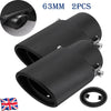 2X 63mm 2.5" Car Exhaust Pipe Trim Tail Muffler End Tip Stainless Steel Black UK