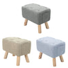 Linen Upholstered Chair Stool Shoes Changing Seat Footstool Footrest with Pocket