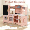 Toy Kitchen Playset Corner Wooden Play Kitchen with Storage-Pink