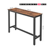 Industrial Narrow Rectangular Table with Steel Frame - Brown