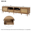 Rattan TV Stand TV Cabinet with 4 Storage Cabinet 2 Open Shelves for Living Room