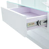 2 Drawers Coffee Table Aqua Top Tempered Glass High Gloss White Base End Table