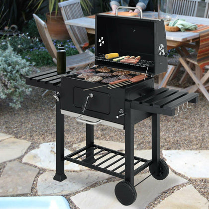 Large Grill Smoker Charcoal Barbecue BBQ Portable Outdoor Garden Cooking Trolley
