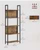 Tall 5 Tier Rustic Bookcase Slim Industrial Bookshelf Storage Unit Display Shelf