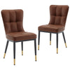 2x Luxury Faux Leather Kitchen Dining Chairs Accent Chairs with Metal Legs Black