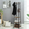 Industrial Coat Rack Stand Bench Hallway Furniture 8 Hooks Shoe Storage Shelves
