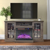 60in Grey Living Room TV Stand w/ Electric Fireplace Fire Log Stove Unit Cabinet