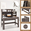 Compact Computer Desk Wooden Study Table Writing Workstation Storage Bookshelf