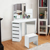 Vanity 5 Drawers Corner Dressing Table Set Makeup Desk with Mirror Stool Dresser