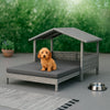Rattan Dog House Extendable Outdoor Wicker Water-Resistant Roof Dog Pets Bed