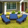 5 Pieces Outdoor Rattan Conversation Sofa Set Patio Furniture Set w/ Cushions