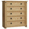 Corona 5 Drawer Rustic Chest Mexican Solid Waxed Pine Storage Bedroom Cabinet