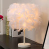 Feather Shade Table Lamp Bedside Desk Night Light Living Room Bedroom Decor