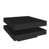 Coffee Table Black, Rotating Top & USB Powered App-Controlled LED, 70x70x36cm