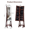LED Freestanding Mirror Jewelry Cabinet Makeup Vanity Armoire Coffee