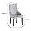 2x Grey Upholstered Velvet Dining Chairs Solid Wood Legs Button Tufted Armchairs