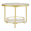 2 Tier Coffee Tea Table Round End Side Table w/ Storage Shelf Tray Bedside Table