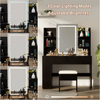 Gunji LED Dressing Table Modern Make up Desk with 6 Shelves Black Vanity Desk