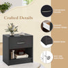 Bedroom Modern End Table Compact Nightstand w/Storage Shelf-Grey