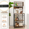 Multifunctional Coffee Bar Station Kitchen Bakers Rack-Brown