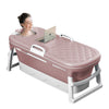 Free-Standing Soaking Tub w/ Lid Folding Spa Bath Bucket Barrel Portable Bathtub