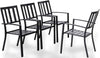 Patio Chairs Set of 4 Outdoor Dining Chairs Stackable Armchairs for Garden Yard