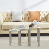 Nest of 3 Black Clear Tempered Glass Side End Lamp Sofa Tables Nested Tables