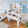 Gunji Dressing Table Modern Makeup Desk with LED Mirror Vanity Table White