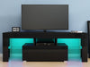Modern TV Unit Stand 1 Drawer Cabinet Black High Gloss Door with RGB LED Lights