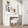 Dressing Table With Sliding Mirror 6 Drawers Open Shelves Vanity Desk