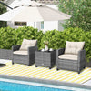 3 PCS Patio Furniture Set Outdoor Patio Rattan Sofa Set W/ Soft Seat White