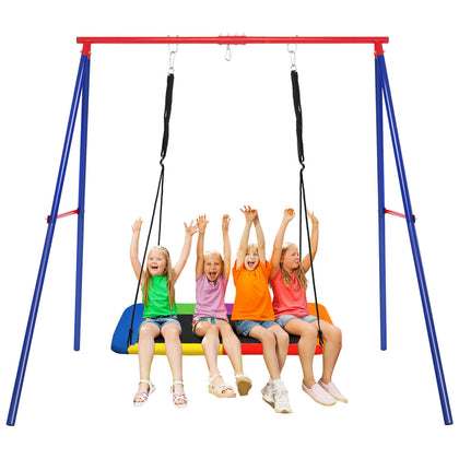 A-Frame Swing Frame Steel Swing Stand All-weather Swing Set w/ Ground Stakes