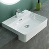 White Semi Recessed Bathroom Basin Ceramic Countertop Sink Rectangle Washbasin